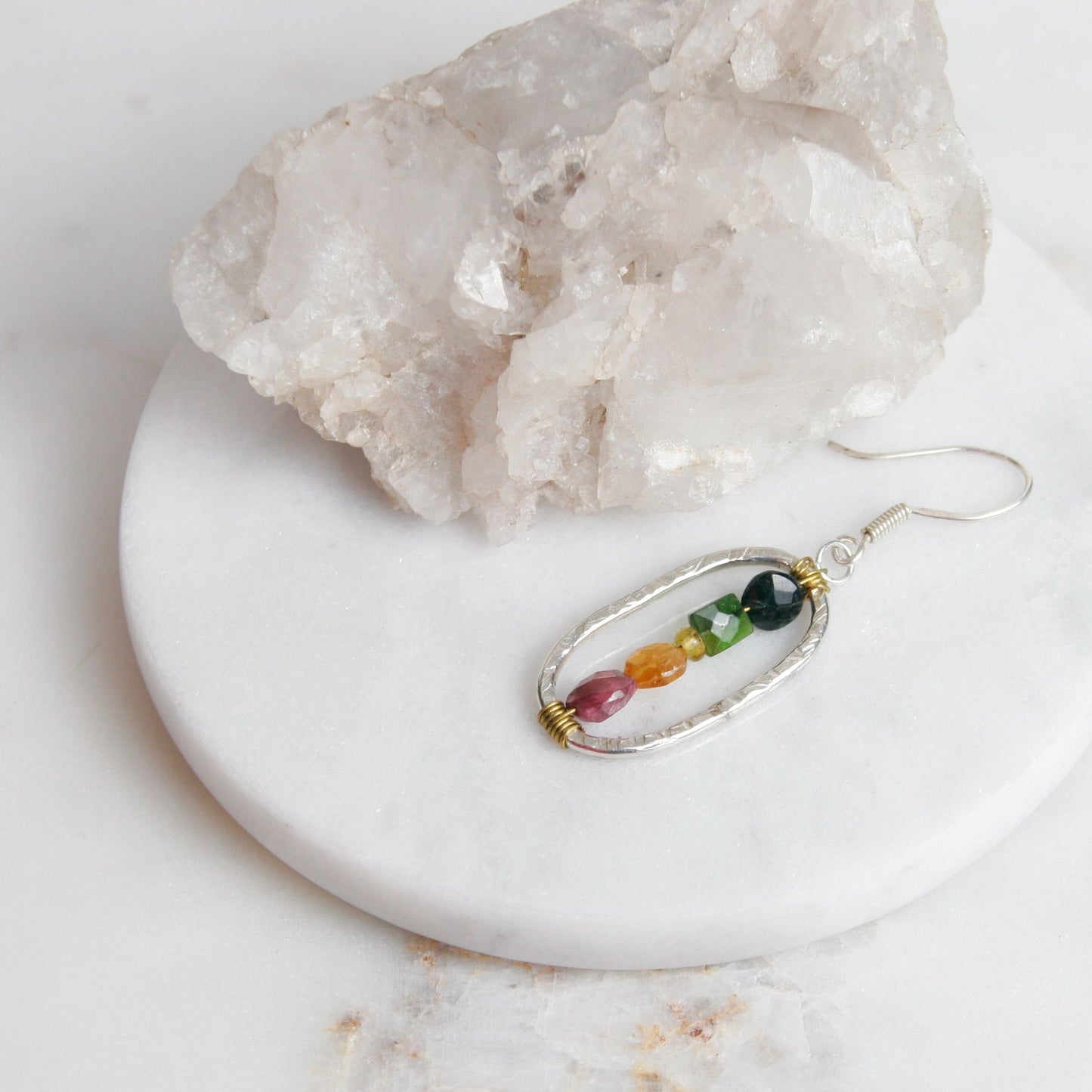 Oval Rainbow Tourmaline Dangles