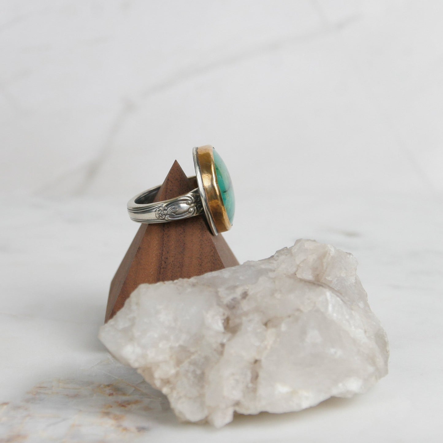 Chrysocolla Gold Bezel Ring