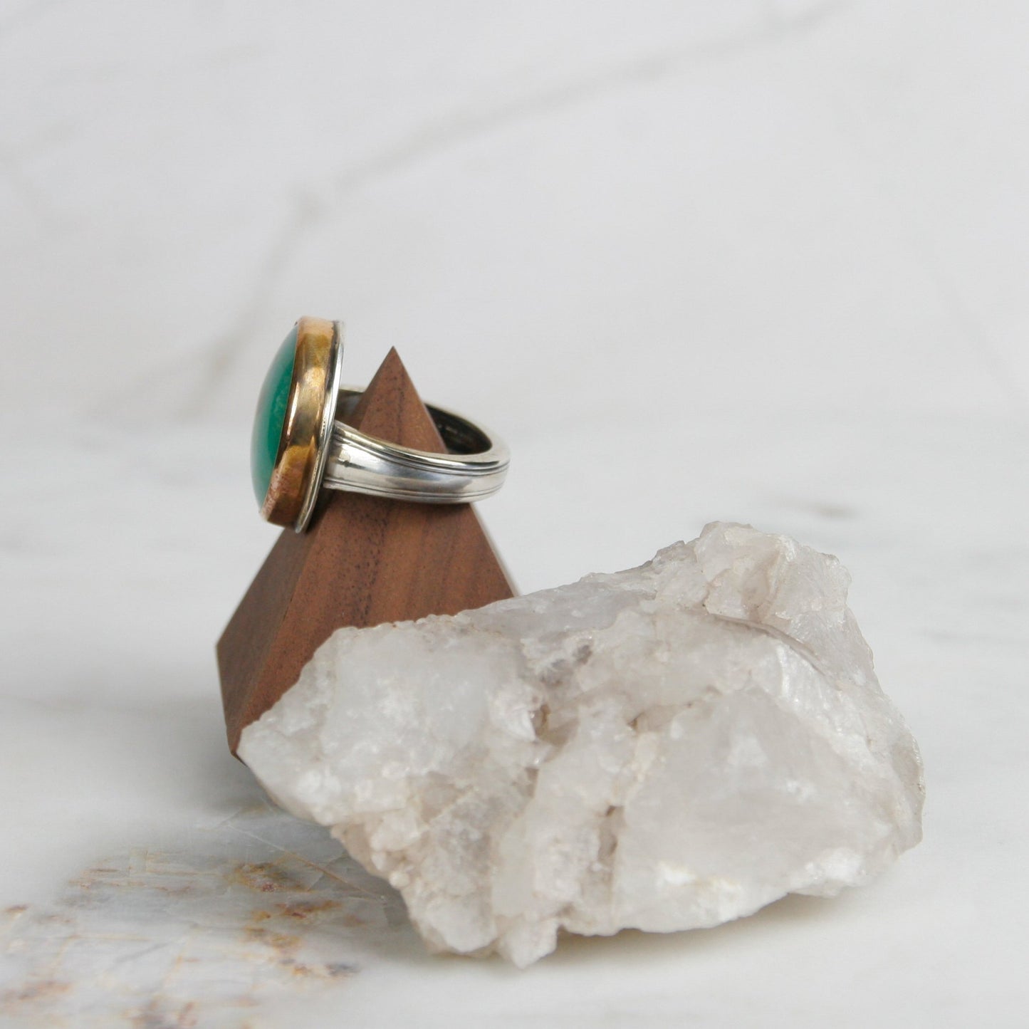 Chrysocolla Gold Bezel Ring