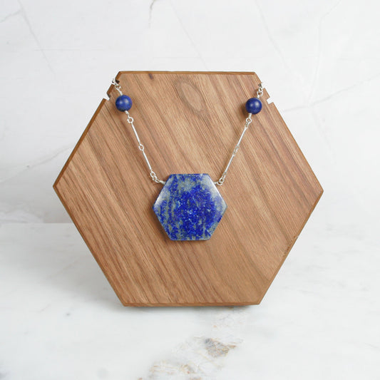 Lapis Hexagon Necklace