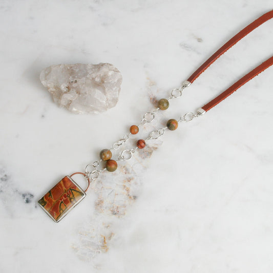 Cherry Creek Jasper and Leather Necklace