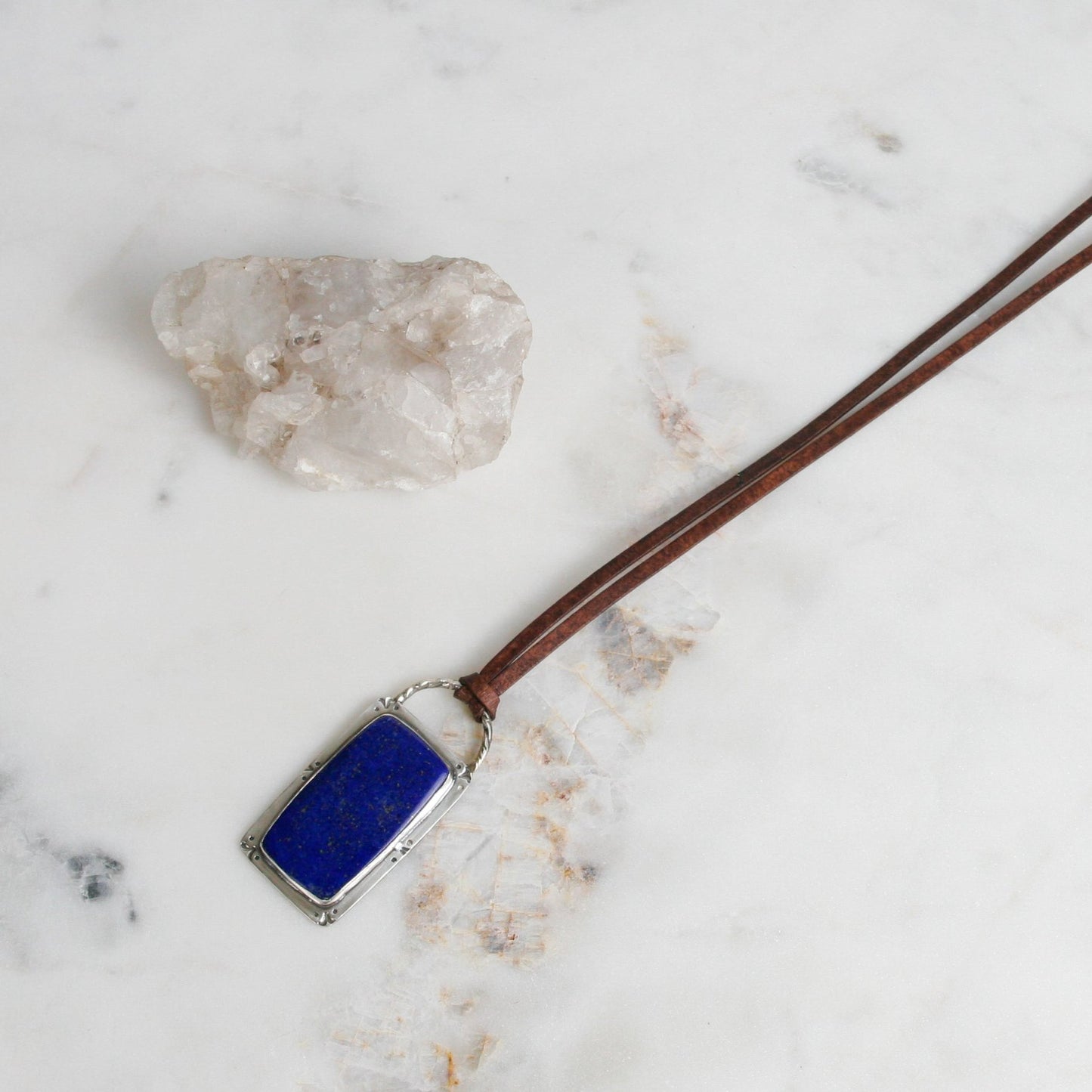 Lapis Lazuli and Leather Necklace