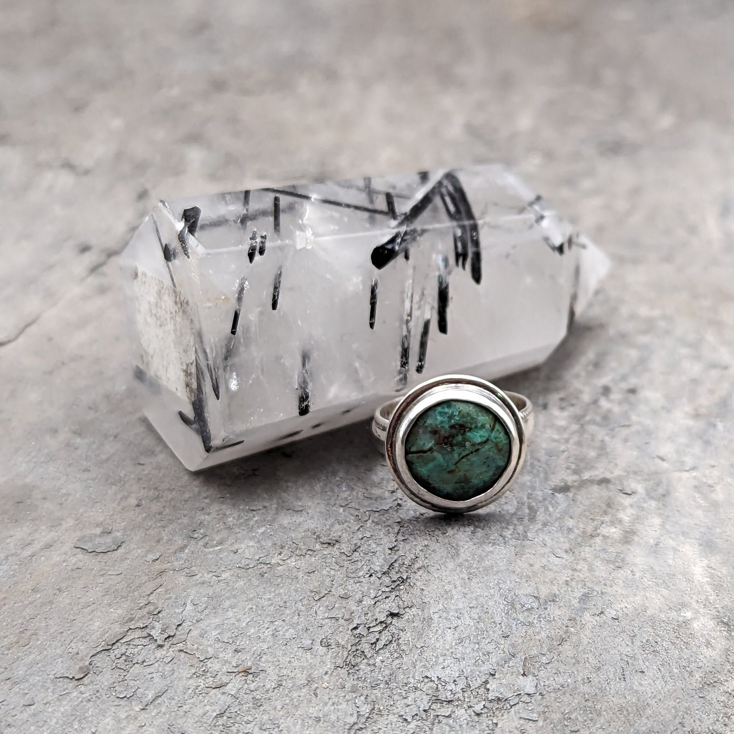 Green Faceted Chrysocolla Ring