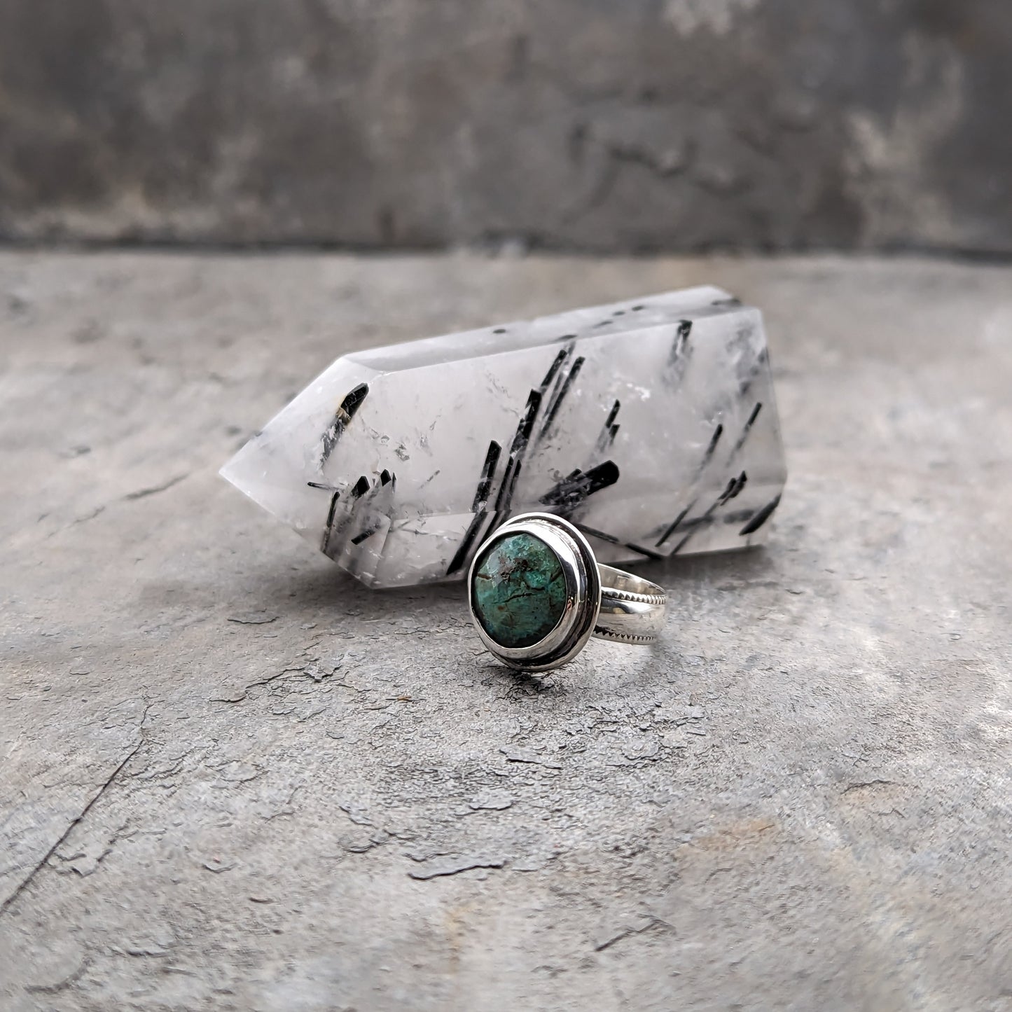 Green Faceted Chrysocolla Ring