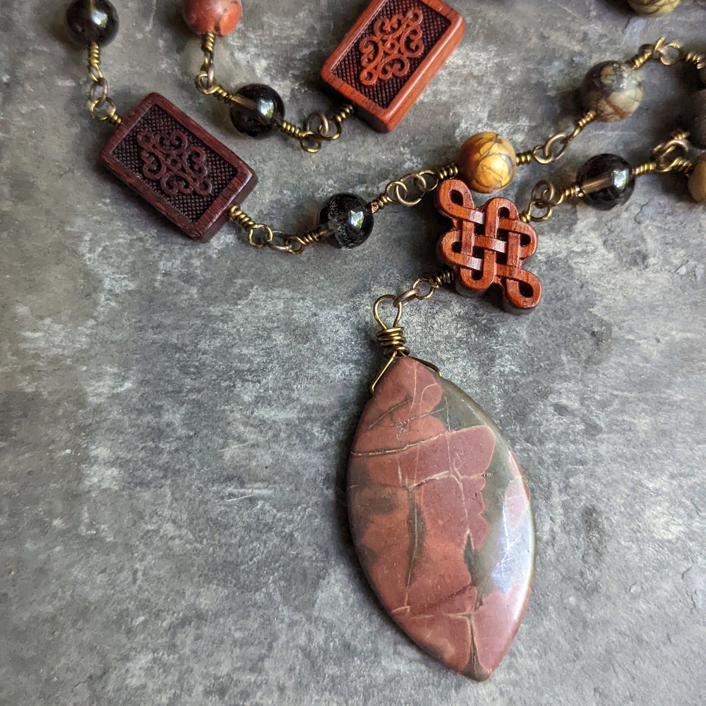 Hand Wired Red Cherry Creek Jasper Necklace and Pendant