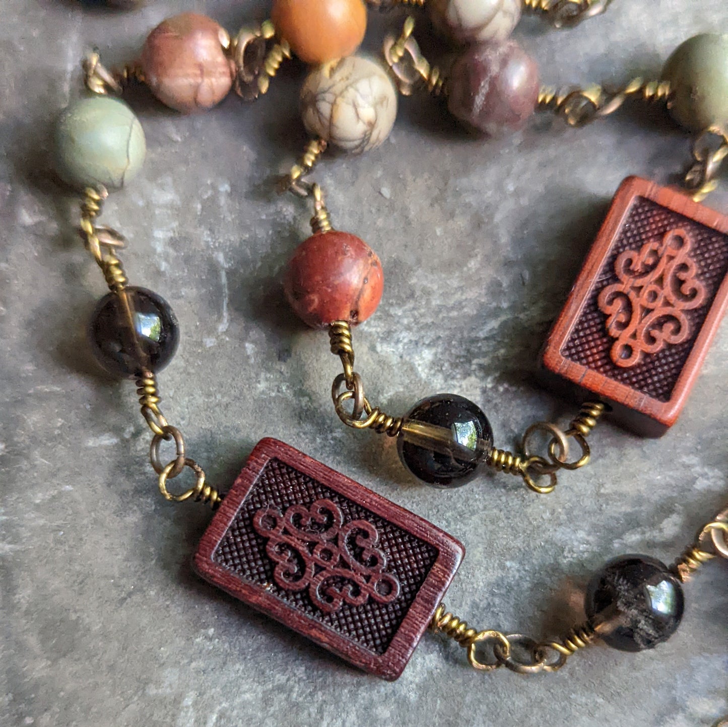 Hand Wired Red Cherry Creek Jasper Necklace and Pendant
